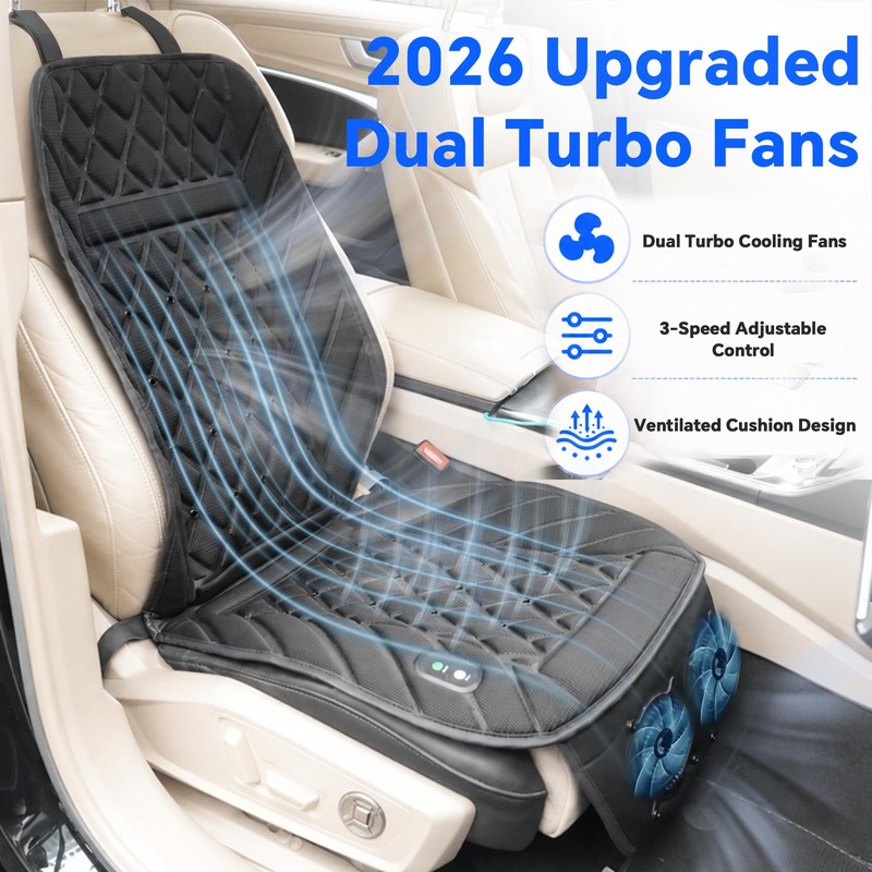 THMFHMW 2026 Upgraded Ventilated Seat Cushion, 12V-24V Cooling Car Seat