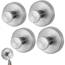 ZENSUKYE 4PCS Ganchos para Pared con Ventosa, Ganchos para Pared de Acero inoxidable, Gancho Ventosa Baño para Toallas sin Taladro, Toalleros de Gancho para Baño Cocina Adecuado (Silver)
