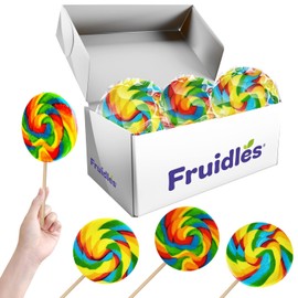Jumbo Rainbow Swirl Lollipop, Mixed Fruit Flavor, Individually Wrapped, 4" Inch Sucker (48-Pack)