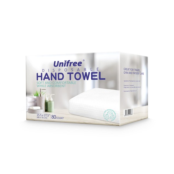 Unifree Disposable Hand Towels 丨Camping Towel 80 Count, 4-Piece Packed, Large Size 27.5 by 55 inches (15.5”x27.5“)