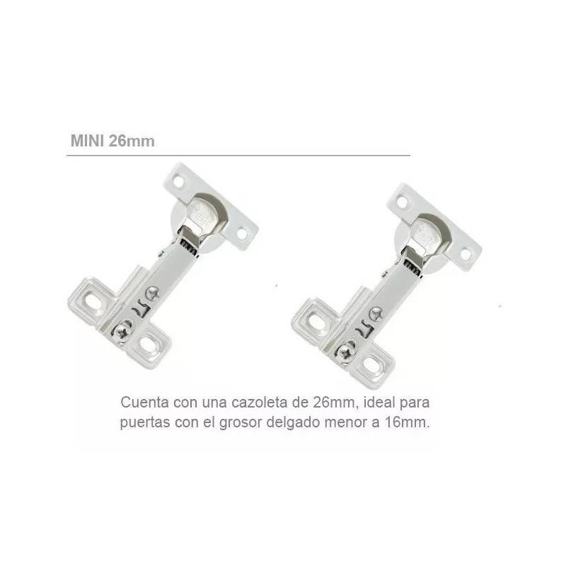 SIQUAR Bisagra Bidimensional Mini De 26 Mm Recta Paquete 10
