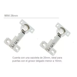 SIQUAR Bisagra Bidimensional Mini De 26 Mm Recta Paquete 10 Pares