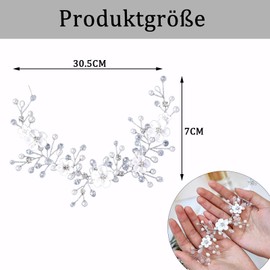 Bridal Flower Hair Accessories Wedding Hair Accessories Silver Pearl Bridal Hair Band for Women and Girls (Silver)