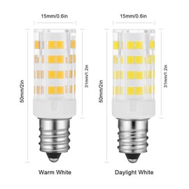 X-Molin - foco LED tipo T, color blanco cálido suave 3K, foco de espejo de maquillaje, 25 W, 2 unidades
