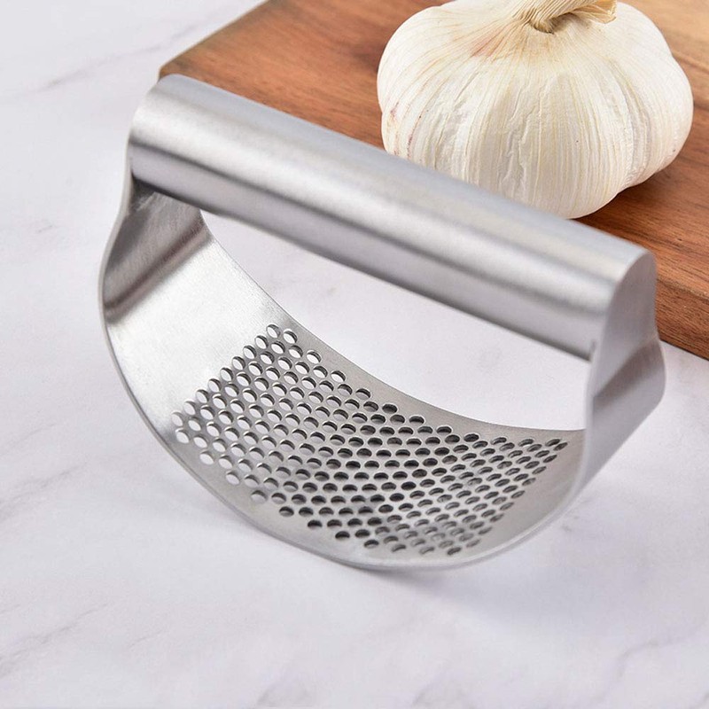 SUPARO Garlic Press Rocker Stainless Steel, Fruit Crusher with Comfortable