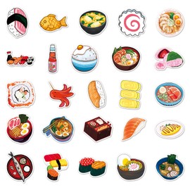 Sushi Roll Rice Stickers for Laptop(50 Pcs),Gift for Kids Teens Adults Girl,Japanese Food Sushi Waterproof Stickers for Water Bottle,Cute Vinyl Stickers for Scrapbook,Journal,Dairy,Skateboard