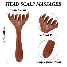 BOHUIZ 3 Pcs Wood Scalp Massager, Wooden Scalp Massage Comb Wood Head Scratcher Scalp Massager Tool for Women Men Deep Relaxation and Stress Reduction
