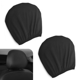 lekudo 2 PCS Car Seat Headrest Cover, Soft Breathable Headrest Cover Protector, Elastic Wear-Resistant Car Headrest Cover, Universal for Most Cars (Black)