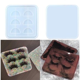 Miamay One Set False Eyelash Holder Resin Casting Mold Eyelash Case Silicone Resin Mold Eyelash Display Tray Epoxy Resin Mold with Lid for DIY Making