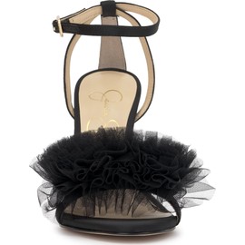 Jessica Simpson Women's Jilria Heeled Sandal, Black Mesh, 8.5