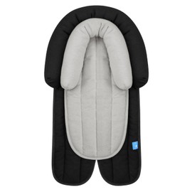 INFANZIA 2-in-1 Baby Seat Reducer Universal for All Prams, Baby Seat Insert and Headrest for Newborns and Toddlers, Extra Soft, Ideal for All Seasons, Cotton, Black