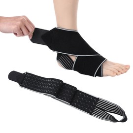 KFHENSOMR Ankle Brace for Men Women, 1pcs Ankle Compression Sleeve with Adjustable Strap, Ankles Brace for Sprained for Achilles Tendonitis Plantar Fasciitis, Adjustable Compression Wrap (Black)