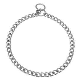Herm Sprenger Chrome Plated Steel Dog Collar with Flat Narrow Links and Two O-Rings Choke Chain for Medium Large Dogs Professional Training Collar Correction Slip Chain Made in Germany (22in (55cm))