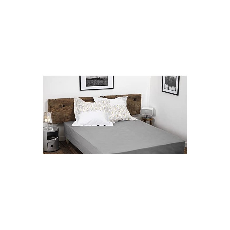 HOME LINGE PASSION, Light Grey Fitted Sheet 180 x 200