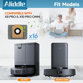 Aliddle 16 Pack Dust Bags for eufy X10 Pro Omni Robot Vacuum and X8 Pro with Self-Empty Station, 4-Layer Replcement Bags