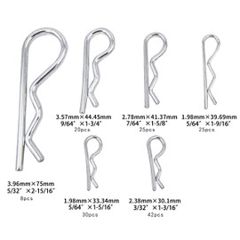 HFS(R) Hitch Pin Assortment Kit 150-Piece with Case Zinc Plated Steel R Metal Clips 6 Popular Sizes for Automotive, Machinery and DIY Projects