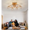 AMZASA Modern Crystal Chandelier,Gold Semi Flush Mount Ceiling Light Antique