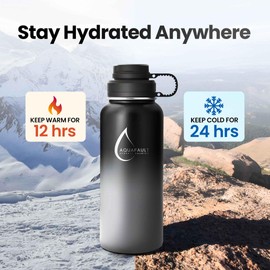 Aquafault 32oz Infuser Water Bottle - BPA-FREE, Leak-Proof, Easy to clean, Reusable Sports Bottle for Fruit, Ideal for Gym, Travel & Outdoor Use (Classic Black/Ocean Blue/Flamingo Pink)