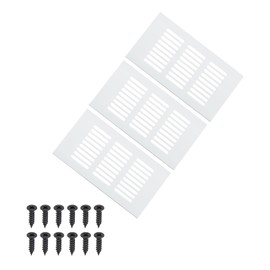 PATIKIL 6 x 3 Inch Door Air Vent Cover, 3 Pcs Heavy Duty Aluminum Grille Ventilation Cover Louvered with Mounting Screws for Cabinet Wardrobe Door, Silver