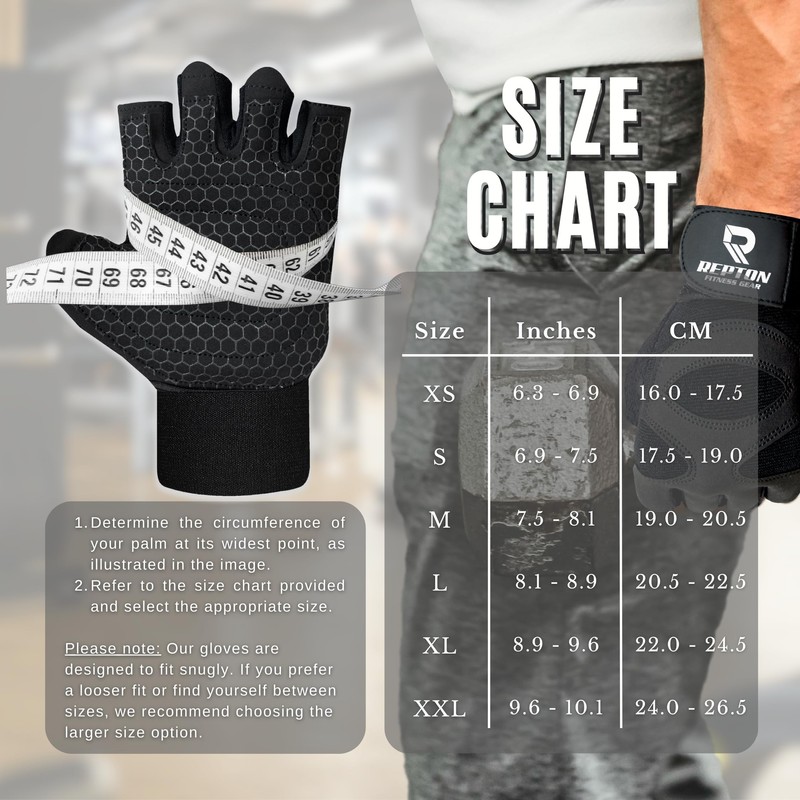 Repton Fitness Gears Gym Gloves with Wrist Strap, Weight Lifting