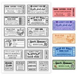INFUNLY Clear Silicone Stamps - Book Club Art Labels for Scrapbooking, Journals & Cards