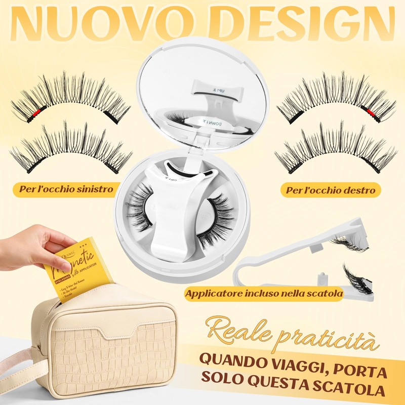 Ciglia magnetiche riutilizzabili con applicatore, ciglia magnetiche morbide e comode,