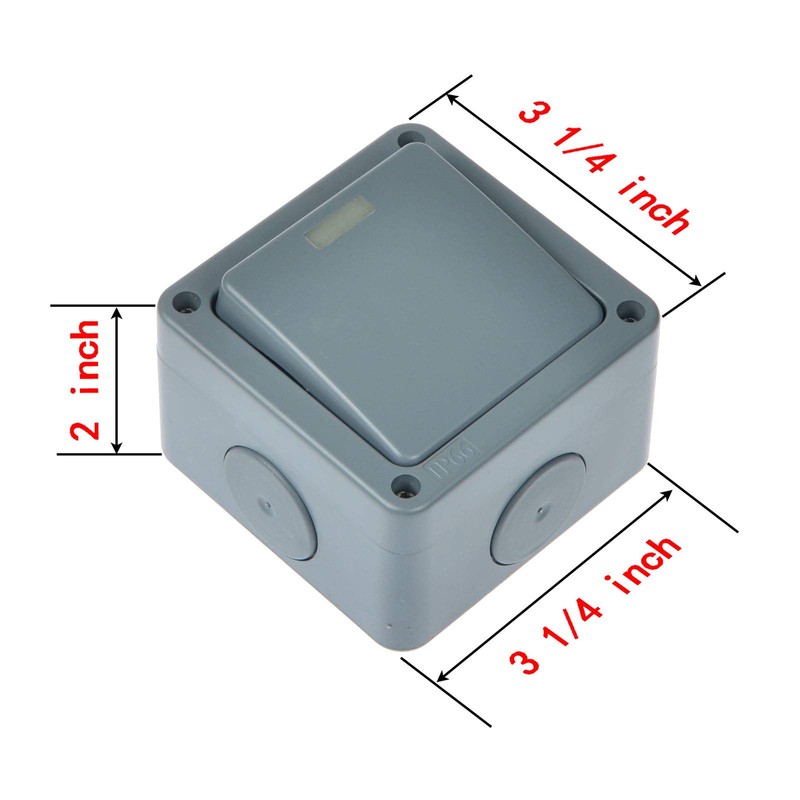 Weatherproof Electrical Outdoor Switch, Single Wall Light Switch IP66 Waterproof,