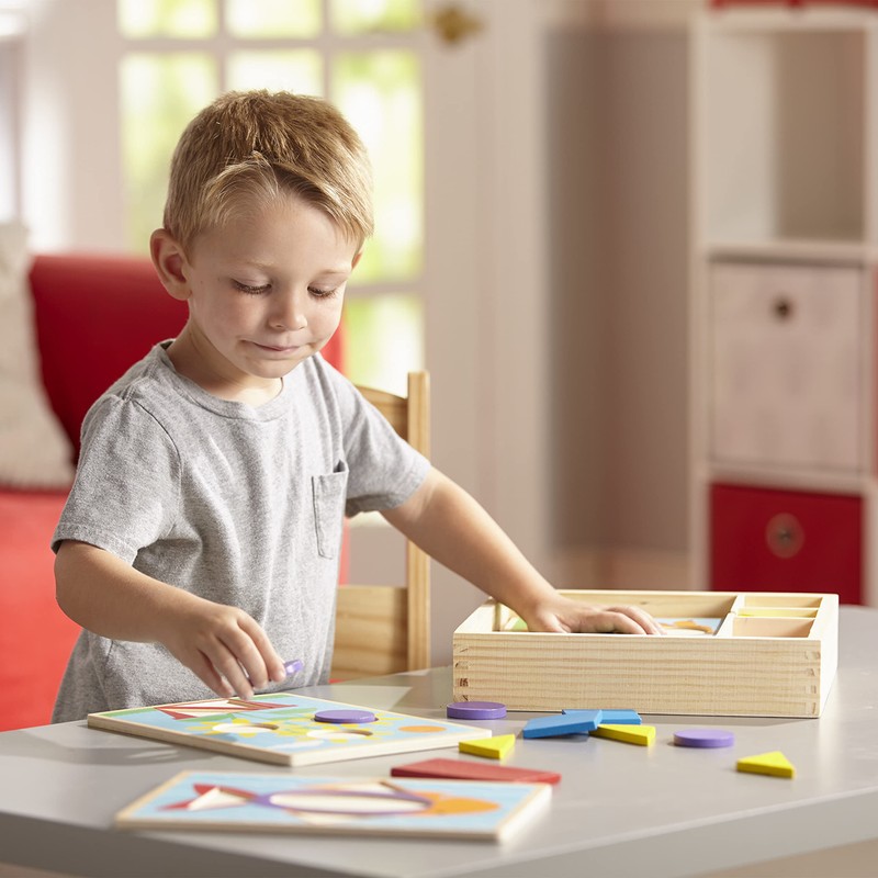 Melissa & Doug Beginner Wooden Pattern Blocks Educational Toy with