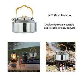 MODALI Bollitore dell'Acqua e Tè Bollitore Portatile Inossidabile Teiera Caffettiere,Acciaio Inox, Manico Ergonomico,per Outdoor Campeggio Escursione Ultraleggero-1L