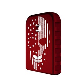 Rowe Tactical Glock Gen 1-5 Magazine Base Plate - Red (Straight Serrations) Skull - American Flag II Graphic - Fits 9mm .40 Cal .357 Sig 45 Gap