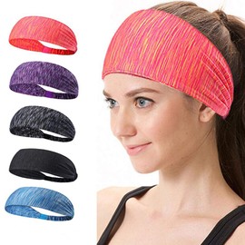 TopBine 5 Pack Sports Headband, Women's Yoga Athletic Hairband, Men's Sweatband, WorkingOut Headband for Running, Travel and Fitness, Lightweight Non Slip Wicking Elastic Exercise Headbands