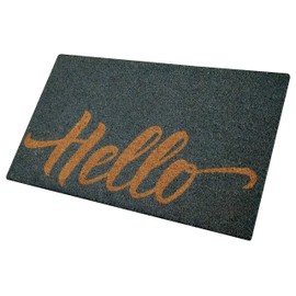 MSI Gray Hello Coir Doormat 18 inch x 30 Inch Heavy Duty Mat, Indoor and Outdoor Doormat, Water Resistant, Easy Clean Mats for Entry, Garage, Patio, High Traffic Areas, Gray - Beige