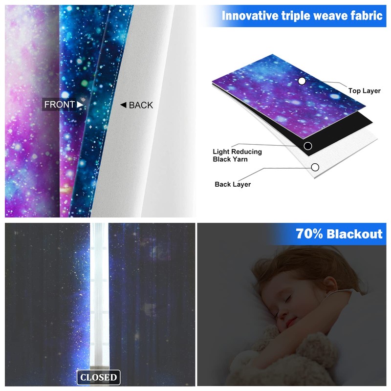 Aimego Galaxy Blackout Curtains Outer Space Universe Nebula Starry Sky