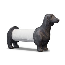 Synovana Vintage Dachshund Dog Paper Towel Holder Black Wiener Dog Tissue Towel Display Stand Freestanding Animal Toilet Paper Holder for Kitchen Countertop Home Decor