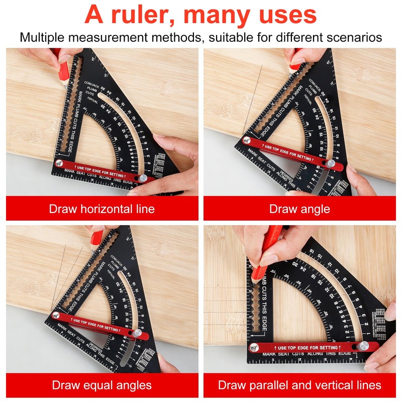 Carpenter Square, 7 inch Square Ruler Set, Woodworking Triangle Ruler