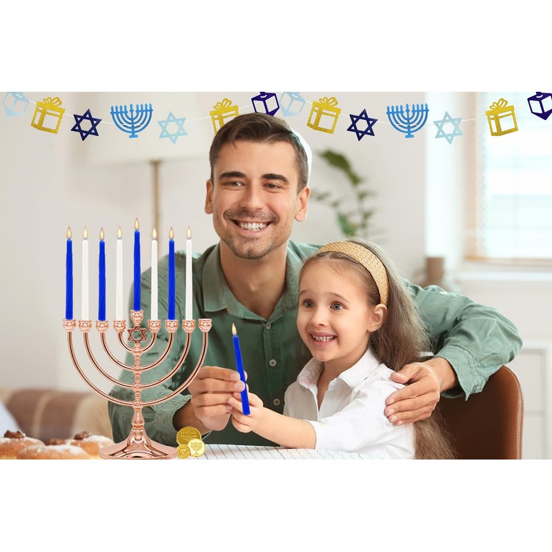 The Dreidel Company Menorah 44 White and Blue Hanukkah Candles