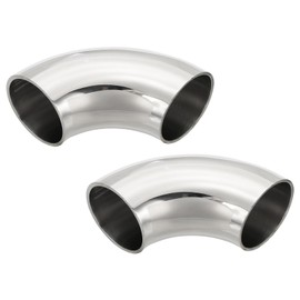 PATIKIL 2pcs 90 Degree Mandrel Bend Elbow, 1 1/2 Inch(38mm) OD Steel Exhaust Elbow Piping Connector 316 Stainless for Exhaust Pipe Stair Handrail HVAC