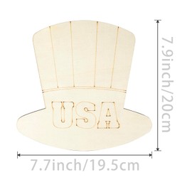 Uncle Sam Top Hat Shape Blank Unfinished Wood Independence Day Patriotic Welcome Sign with American Flag - 4th of July Decoration Kitchen Bathroom Garden Yard Porch Decorations 3Pcs.