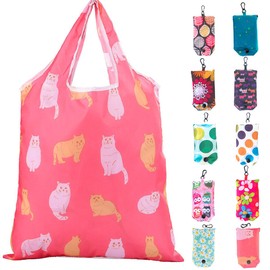 Pack of 10 Reusable Shopping Bags, 59 cm x 38 cm, Environmentally Friendly Shopping Bags, Foldable Shopping Bags, Portable Shopping Bag, Durable, Waterproof, Machine Washable, multicoloured