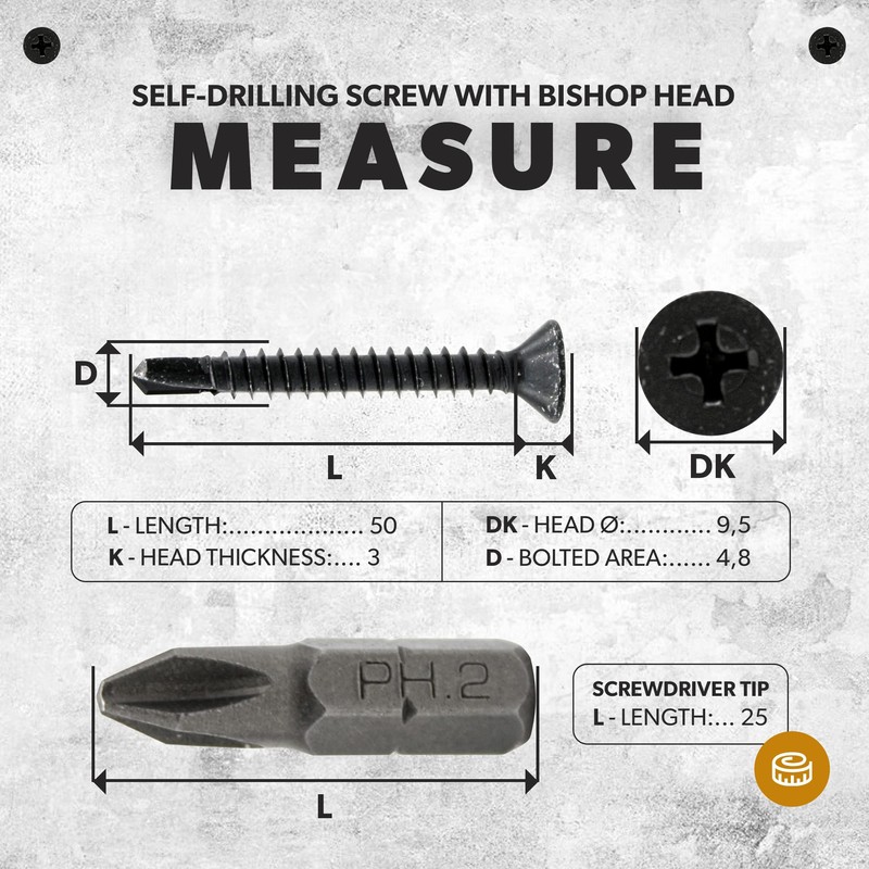 DOJA Barcelona Self-Drilling Screws with PH2-25 Tip 100 Countersunk Screws