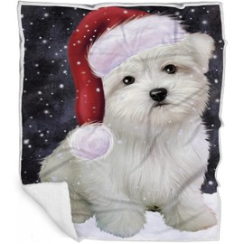 Maltese Dog Blanket - Let it Snow - Super Soft & Warm Pet Theme for Sofa or Bed, Warm Fleece, Sherpa or Woven Material, for Dog Lovers BLNKT162741 (60x80 Fleece)