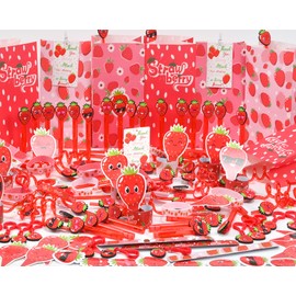 PLOUGVI 208PCS Strawberry Party Favors, Berry First Birthday Decor, Theme Decorations for Party Goodie Bag Stuffer Pinata Filler Gifts