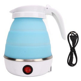 Foldable Portable Kettle Quick Boiling Safe Collapsible Electric Travel Water Boiler for Home Camping 600ml Blue EU Plug 220V