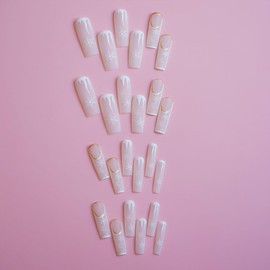 24 Pcs Christmas White Press on Nails Long Square Fake Nails with Snowflake Glue on Nails Bling Glitter Full Cover Acrylic Nails Winter Holiday Stick on Nails Matte Artificial Nails for Women Manicure