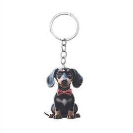 AMOR SPES Corgi Dachshund Beagle Dogs Golden Retriever Springer Poodle Wood Key Chain Love Pets Key Ring (A)