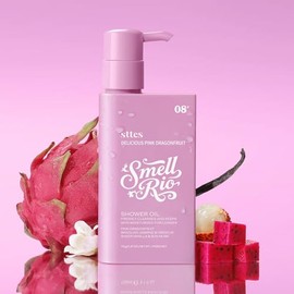 Sttes Smell Rio Shower Oil 08# (Delicious Pink Dragonfruit) 5.47 oz – Moisturizing Body Wash with Pink Dragonfruit, Jasmine & Hibiscus Scent, Natural Plant Oils, No Mineral Oil, Parabens or Phthalates