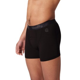 Men's Merino MerinoAire® Boxer Brief, 5" Inseam By Woolly | RWS Certified | Ultralight, Stink Free, Seattle Designed - Black - M