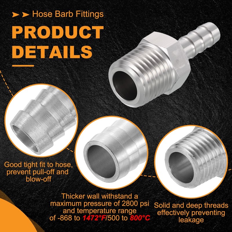 HARFINGTON 4pcs 1/4" to 1/4" NPT Male Stainless Steel Hose