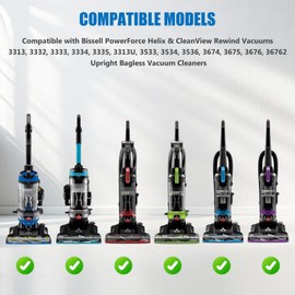 Replacement Belts for Bissell 3313 3313U 3332 3334 3335 3533 3534 3536 3674 3675 3676 36762 Powerforce Helix and CleanView Rewind Upright Bagless Vacuum Cleaner (Pack of 2)