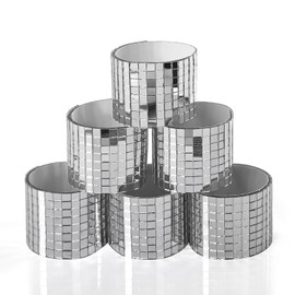 Art3dwallpanels 6 Pack Self-Adhesive Glass Mirror Mosaic Tiles 2364 Pieces Small Square Mirror Tiles Sticker for DIY Craft Decoration, Disco Ball Sliver